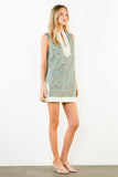 THML Rosana Sleeveless Split Neck Pattern Trim Dress
