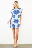 THML Ava Short Sleeve Embroidery Detail Striped Dress