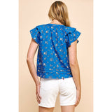 Tina Short Sleeve Buttondown Pinch Top