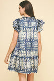 Stephany Print Ruffled Sleeve Tiered Mini PINCH Dress