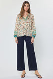 Delia Paisley Long Sleeve with Self Tie Current Air Blouse