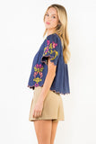 THML Louisa Short Sleeve Embroidery Detail Top