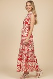 PINCH Ellie Floral and Geometric Print Tiered Maxi Dress