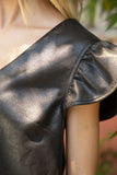 Tatum Ruffle Sleeve Leather VOY Top