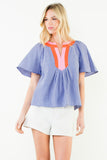 THML Arely Short Sleeve Striped  Pattern Top