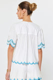 Carolyn Embroidered Scalloped Hem Current Air Blouse
