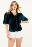 Myrna Puff Sleeve Velvet THML Top