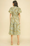 PINCH Anya Paisley Flutter Sleeve Midi Dress