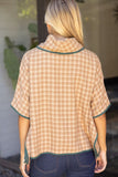Natalie Cowl Neck Contrast Binding Detailed Houndstooth VOY Poncho