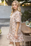 Adley Floral Jaquard Puff Sleeve VOY Dress-SALE