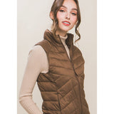 Love Tree Brown Puffer Vest with Zipper Pockets