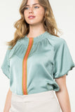 Mindy Mock NeckPuff Sleeve THML Top