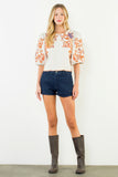 THML Juliana Floral Embroidered Puff Sleeve Top