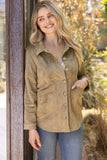 Ayla Collared Button Down Solid Suede VOY Jacket