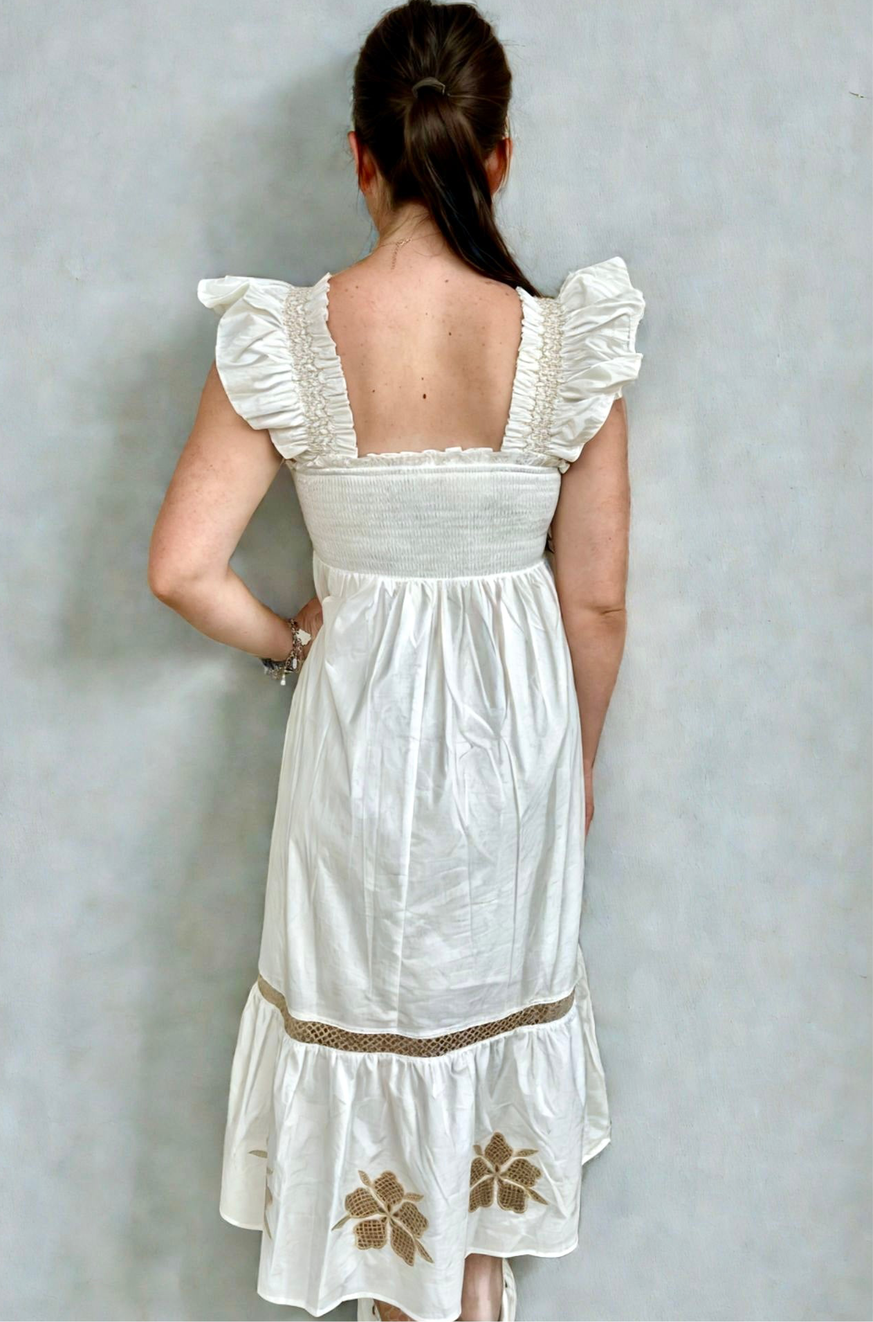 Aldis Cutout Embroidered Midi Skies Are Blue Dress Sale L