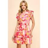 Ruby Watercolor Print Mini PINCH Dress