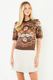 THML Emilia Short Sleeve Floral Sweater Top