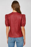 Ophelia Split Neck Faux Leather FATE Top