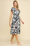 Marissa Navy Print Tiered Midi PINCH Dress