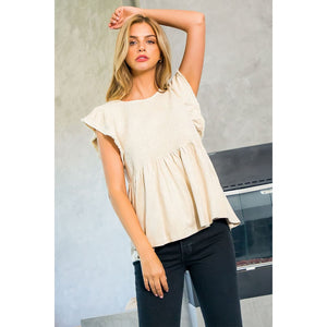 Liora Suede Flutter Sleeve THML Top