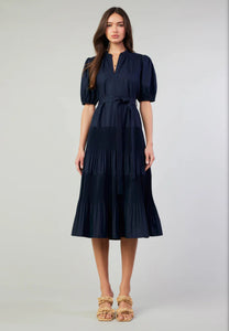 Renee Navy Pleated Midi Current Air Dress