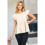 Liora Suede Flutter Sleeve THML Top