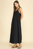 PINCH Alessia Solid Maxi Dress with Ball Trim Neckline