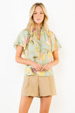 THML Camila Flowy Flower Top With Tie Front