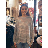 Maritza Grey Camo Pattern Fate Sweater Top
