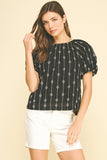 Isabella Embroidered Detail Blouse Pinch Top