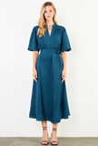 THML Carmen Short Sleeve Silk Midi Dress