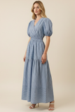 PINCH Lara Striped Puffed Sleeve Tiered Maxi Dress