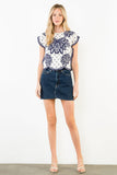 THML Aliana Short Sleeve Embroidery Detail Top