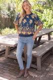 Beatrice Floral Embroidered Boarder Print Rib Band VOY Top