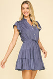Mayra Button Down Tiered Mini PINCH Dress