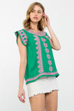 Yvonee Short Sleeve Embroidered THML Top
