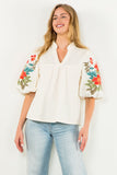 Hayden Embroidered Puff Sleeve THML Top