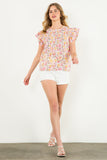 Rainey Floral Flutter Sleeve THML Top-SALE