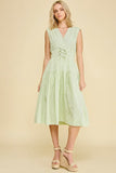 PINCH Carissa Striped Tiered Midi Dress with Tie Details