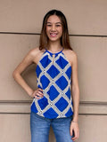 Eliana Blue Crochet Patch Skies are Blue Top