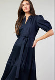 Renee Navy Pleated Midi Current Air Dress