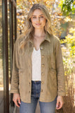 Ayla Collared Button Down Solid Suede VOY Jacket
