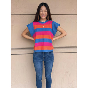 Tara Short Sleeve Multi Color Knit THML Top