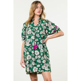 Aurora Puff Sleeve Flower Print Midi THML Dress