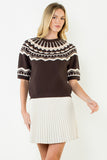 THML Soloane Short Sleeve Pattern Sweater Top