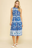 PINCH Kingsley Contrast Floral Print Midi Dress