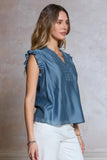 Vivienne Floral Embroidery Detail Current Air Blouse