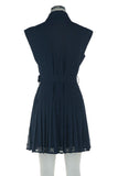 Liora Button Down Short Dress with Pleated Skirt