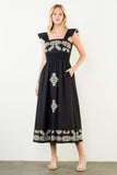 THML Catherine Flutter Sleeve Embroidery Detail Dress