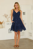 Nicole Scalloped Hem Eyelet Skies are Blue Dress